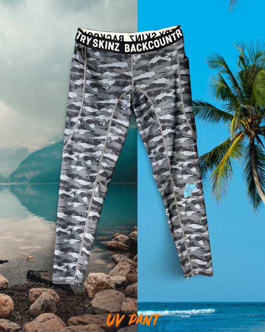Camo UV Blue Slate Polyester Compression Pant - Mens