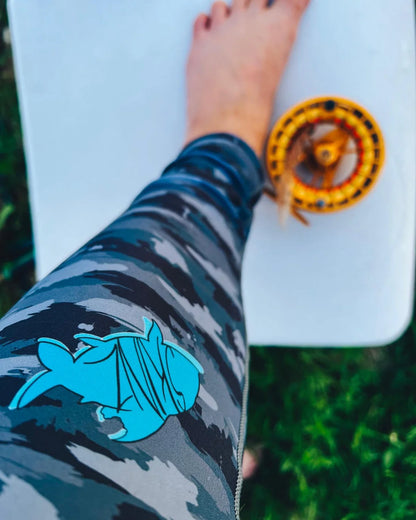 Camo UV Blue Slate Polyester Compression Pant - Mens