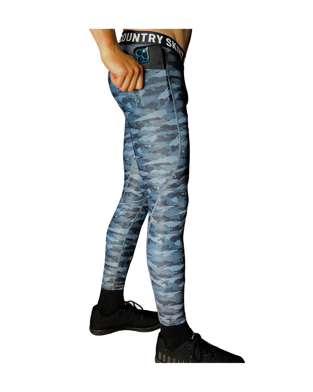Camo UV Blue Slate Polyester Compression Pant - Mens