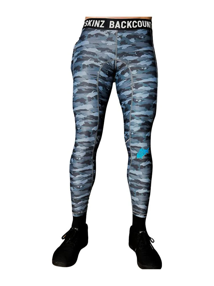 Camo UV Blue Slate Polyester Compression Pant - Mens