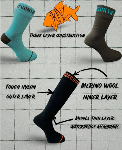 Waterproof Mid Length Socks - BLACK