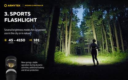 ARMYTEK Wizard C2 Pro Max LR Headlamp -4150 Lumens Cool White